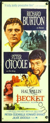 5r046 BECKET insert '64 Richard Burton in the title role, Peter O'Toole, John Gielgud
