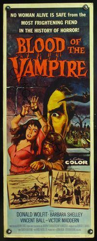 5r062 BLOOD OF THE VAMPIRE insert '58 he begins where Dracula left off, art of monster & sexy girl!