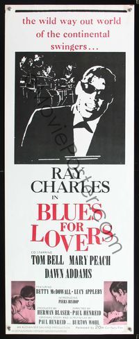 5r065 BLUES FOR LOVERS insert '65 cool b&w image of Ray Charles playing piano!