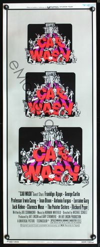 5r081 CAR WASH insert '76 directed by Joel Schumacher, cool Drew Struzan art of cast around title!