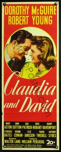 5r092 CLAUDIA & DAVID insert '48 romantic close up of Dorothy McGuire & Robert Young!