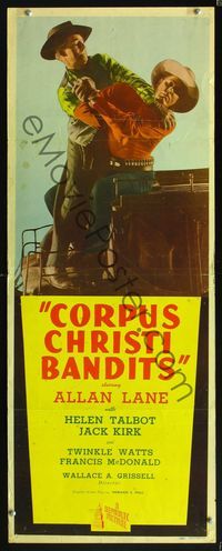 5r101 CORPUS CHRISTI BANDITS insert '45 great c/u of Rocky Lane taking down bad guy on stagecoach!