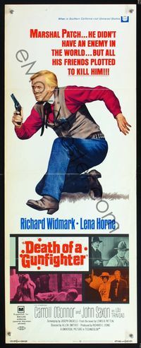 5r111 DEATH OF A GUNFIGHTER insert '69 art of Richard Widmark, he lived by the law of the gun!