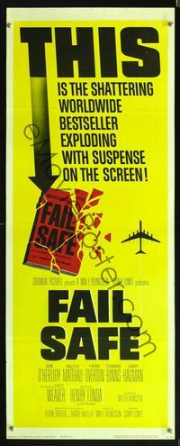5r141 FAIL SAFE insert '64 the shattering worldwide bestseller directed by Sidney Lumet!