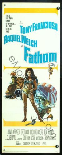 5r147 FATHOM insert '67 art of sexy nearly-naked Raquel Welch in parachute harness & action scenes!