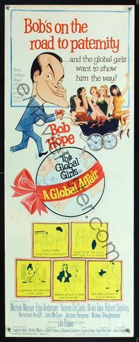 5r176 GLOBAL AFFAIR insert '64 great art of Bob Hope pushing sexy girls in baby carriage!