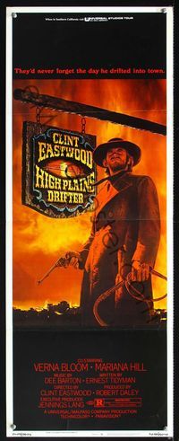 5r207 HIGH PLAINS DRIFTER insert '73 great art of Clint Eastwood holding gun & whip!