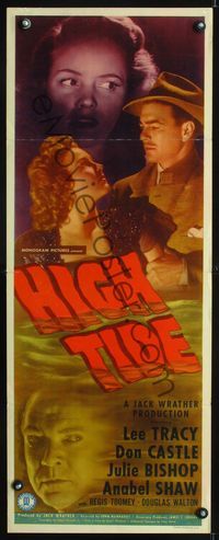 5r209 HIGH TIDE insert '47 Lee Tracy, Don Castle, Julie Bishop, Anabel Shaw, cool title treatment!