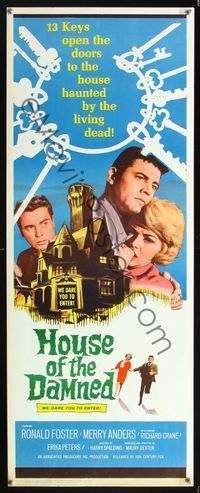 5r220 HOUSE OF THE DAMNED insert '63 Ronald Foster, wild wacky haunted house horror!