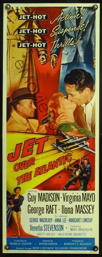 5r241 JET OVER THE ATLANTIC insert '59 Guy Madison, Virginia Mayo, George Raft, panic in the skies!