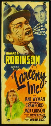 5r262 LARCENY INC. insert '42 Edward G. Robinson will steal the gold right out of your teeth!