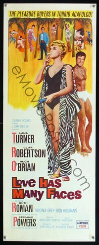 5r294 LOVE HAS MANY FACES insert '65 art of sexy smoking Lana Turner & barechested Cliff Robertson!