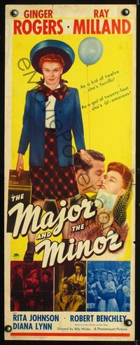 5r304 MAJOR & THE MINOR insert '42 pretty Ginger Rogers poses as a young teen confusing Ray Milland