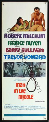 5r309 MAN IN THE MIDDLE insert '64 Robert Mitchum, France Nuyen, Barry Sullivan, Trevor Howard
