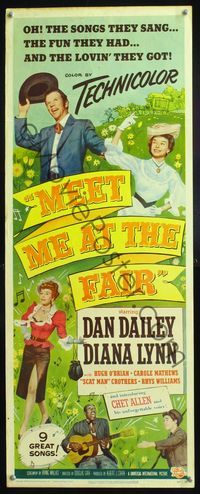 5r330 MEET ME AT THE FAIR insert '53 Dan Dailey, Diana Lynn, Scatman Crothers, musical!
