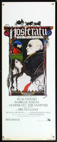 5r371 NOSFERATU THE VAMPYRE insert '79 Klaus Kinski, Werner Herzog, classic Palladini vampire art!