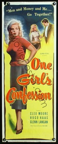 5r379 ONE GIRL'S CONFESSION insert '53 bad girl Cleo Moore is the kind of girl every man wants!