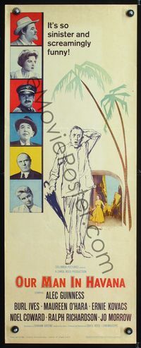 5r386 OUR MAN IN HAVANA insert '60 art of Alec Guinness in Cuba, directed by Carol Reed!