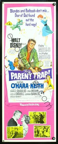 5r391 PARENT TRAP insert '61 Disney, Hayley Mills, Maureen O'Hara, Brian Keith