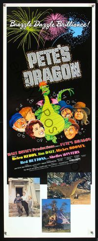 5r399 PETE'S DRAGON insert '77 Walt Disney, Helen Reddy, colorful art of cast w/Pete!