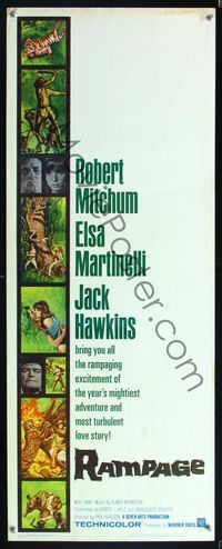 5r434 RAMPAGE insert '63 Robert Mitchum & Elsa Martinelli in the African jungle, cool art!