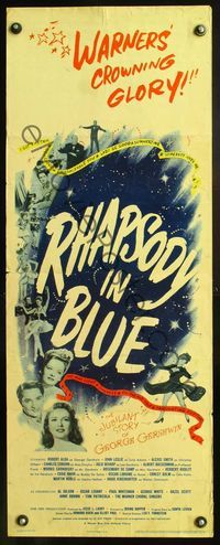 5r451 RHAPSODY IN BLUE insert '45 Robert Alda as George Gershwin, Al Jolson pictured!