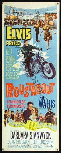 5r466 ROUSTABOUT insert '64 roving, restless, reckless Elvis Presley in leather on motorcycle!