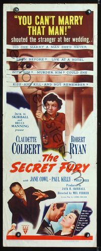 5r488 SECRET FURY insert '50 Claudette Colbert, Robert Ryan, directed by Mel Ferrer!