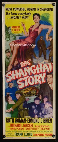 5r510 SHANGHAI STORY insert '54 art of sexy Ruth Roman & Edmond O'Brien in Chinese prison!