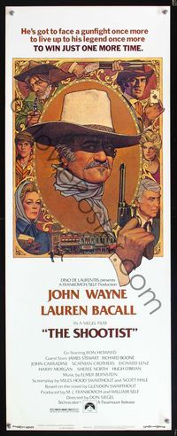 5r519 SHOOTIST insert '76 best Richard Amsel artwork of cowboy John Wayne & cast montage!