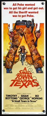 5r534 SMALL TOWN IN TEXAS insert '76 cool art of Timothy Bottoms & Susan George by Drew Struzan!