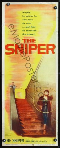 5r537 SNIPER insert '52 image of sniper Arthur Franz with gun targeting pretty women!