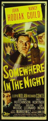 5r543 SOMEWHERE IN THE NIGHT insert '46 John Hodiak, Nancy Guild, cool film noir montage!