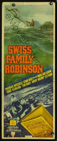 5r598 SWISS FAMILY ROBINSON insert '40 cool completely different art of shipwreck & family on boat!