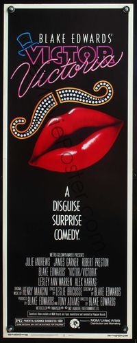5r659 VICTOR VICTORIA insert '82 Julie Andrews, Blake Edwards, cool lips & mustache art by Alvin!
