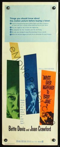 5r677 WHAT EVER HAPPENED TO BABY JANE? insert '62 Robert Aldrich, Bette Davis & Joan Crawford!