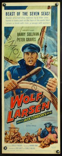 5r688 WOLF LARSEN insert '58 Barry Sullivan stars as the sadistic captain created by Jack London!