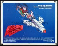 5s011 AIRPLANE II 1/2sh '82 Robert Hays, great wacky art of Santa Claus dragged by plane!