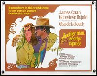 5s029 ANOTHER MAN ANOTHER CHANCE 1/2sh '77 Claude Lelouch, art of James Caan & Genevieve Bujold!