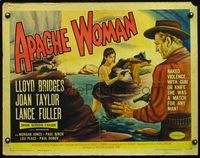 5s030 APACHE WOMAN 1/2sh '55 art of naked cowgirl in water pointing gun at Lloyd Bridges!
