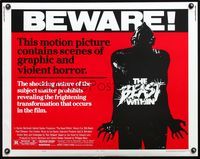 5s055 BEAST WITHIN 1/2sh '82 BEWARE! This motion picture contains graphic and violent horror!