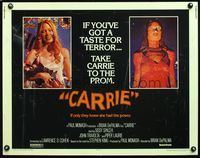 5s092 CARRIE 1/2sh '76 Stephen King, Sissy Spacek before and after her bloodbath at the prom!