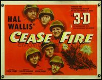 5s099 CEASE FIRE style A 1/2sh '53 Hal Wallis, cool 3-D artwork of Korean War soldiers!