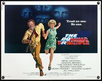 5s151 DOMINO PRINCIPLE 1/2sh '77 cool art of Gene Hackman & Candice Bergen fleeing from eyes!