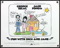 5s203 FUN WITH DICK & JANE 1/2sh '77 George Segal, Jane Fonda, great child's drawing poster art!