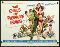5s216 GIRLS OF PLEASURE ISLAND 1/2sh '53 Leo Genn, Don Taylor, wacky art of soldiers w/sexy girls!