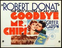 5s221 GOODBYE MR. CHIPS 1/2sh R62 great romantic close up of Robert Donat & Greer Garson!