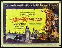 5s235 HAUNTED PALACE 1/2sh '63 Vincent Price, Lon Chaney, Edgar Allan Poe, cool horror art!