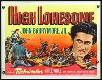 5s246 HIGH LONESOME 1/2sh '50 headshot of John Barrymore Jr. + cowboy battle artwork!
