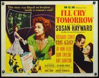 5s261 I'LL CRY TOMORROW style B 1/2sh '55 distressed Susan Hayward in her greatest performance!